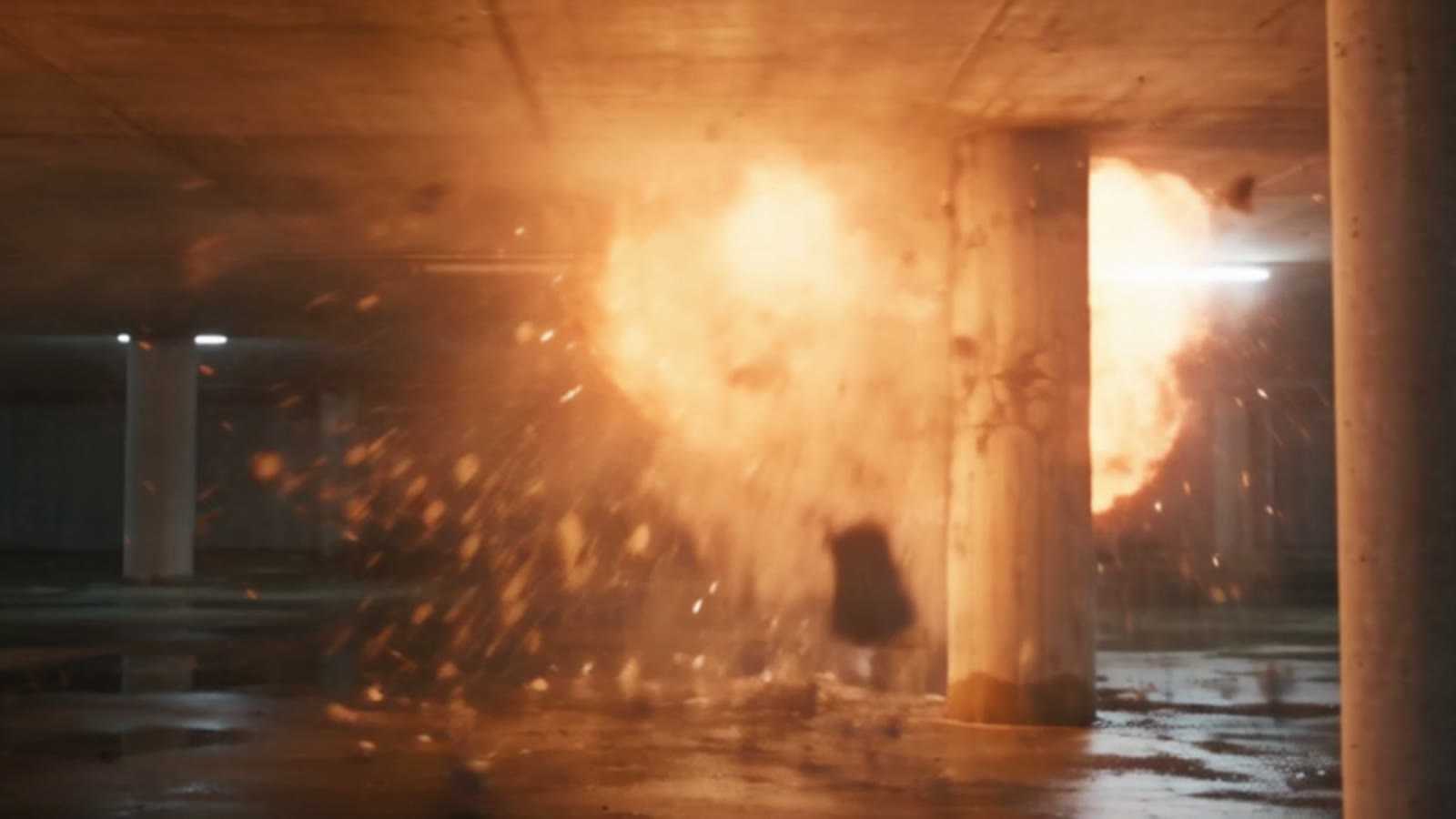L'explosion, générée puis retravaillée en compositing