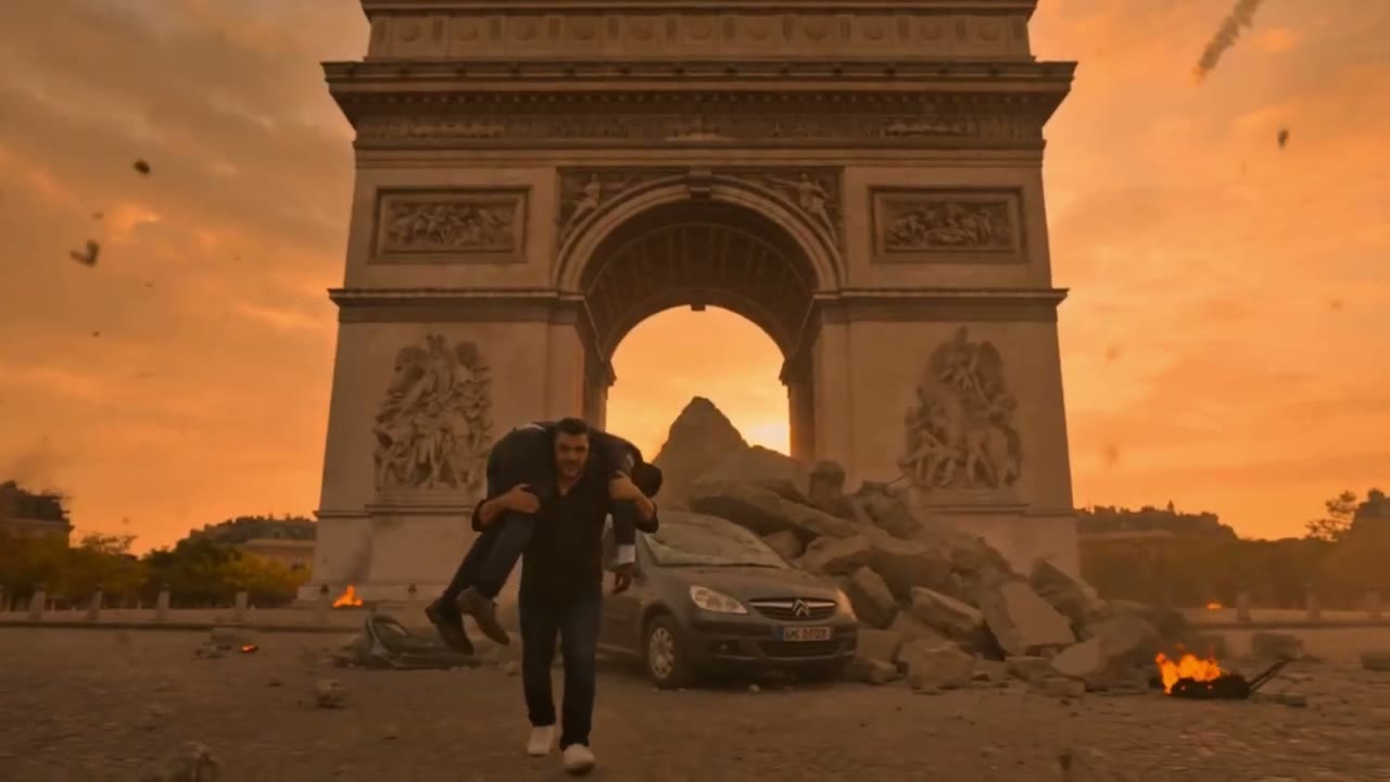 Course sous l'Arc de Triomphe, un blessé sur les épaules