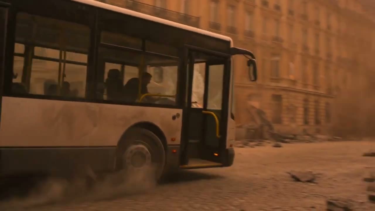 Un bus emporté dans la tempête de poussière