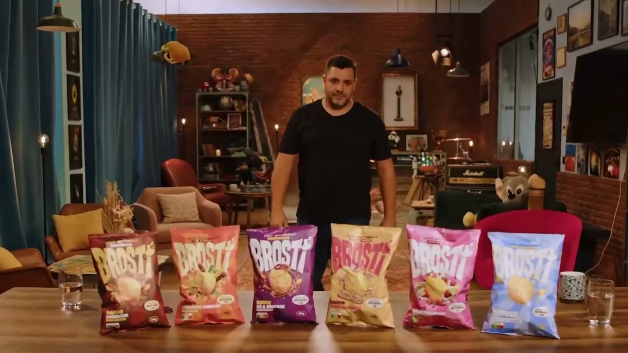 La gamme de paquets alignée sur la table : un produit réel dans une fiction générée