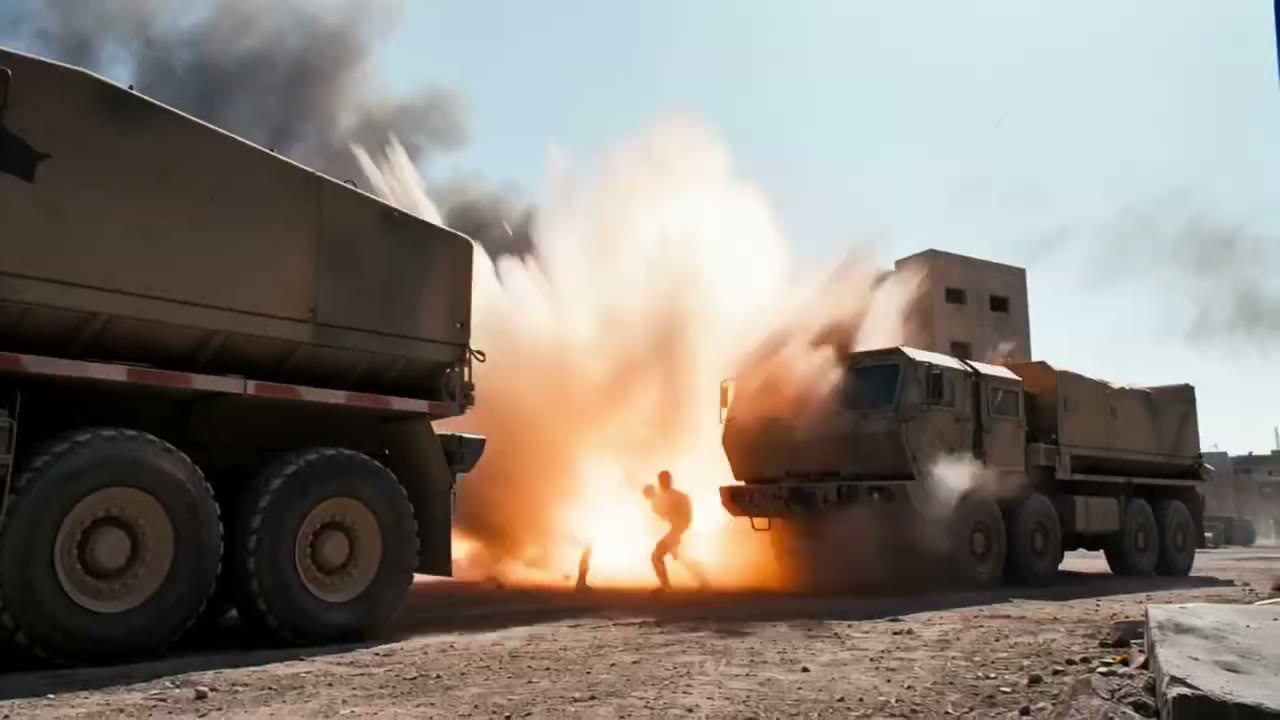 Explosion entre deux camions militaires